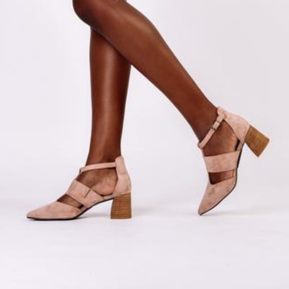 Suede-like block heels